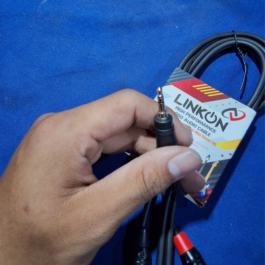 Kabel Jack RCA To Mini Stereo 1,5M Linkon kabel audio anti noise konektor kuat fleksibel berkualitas