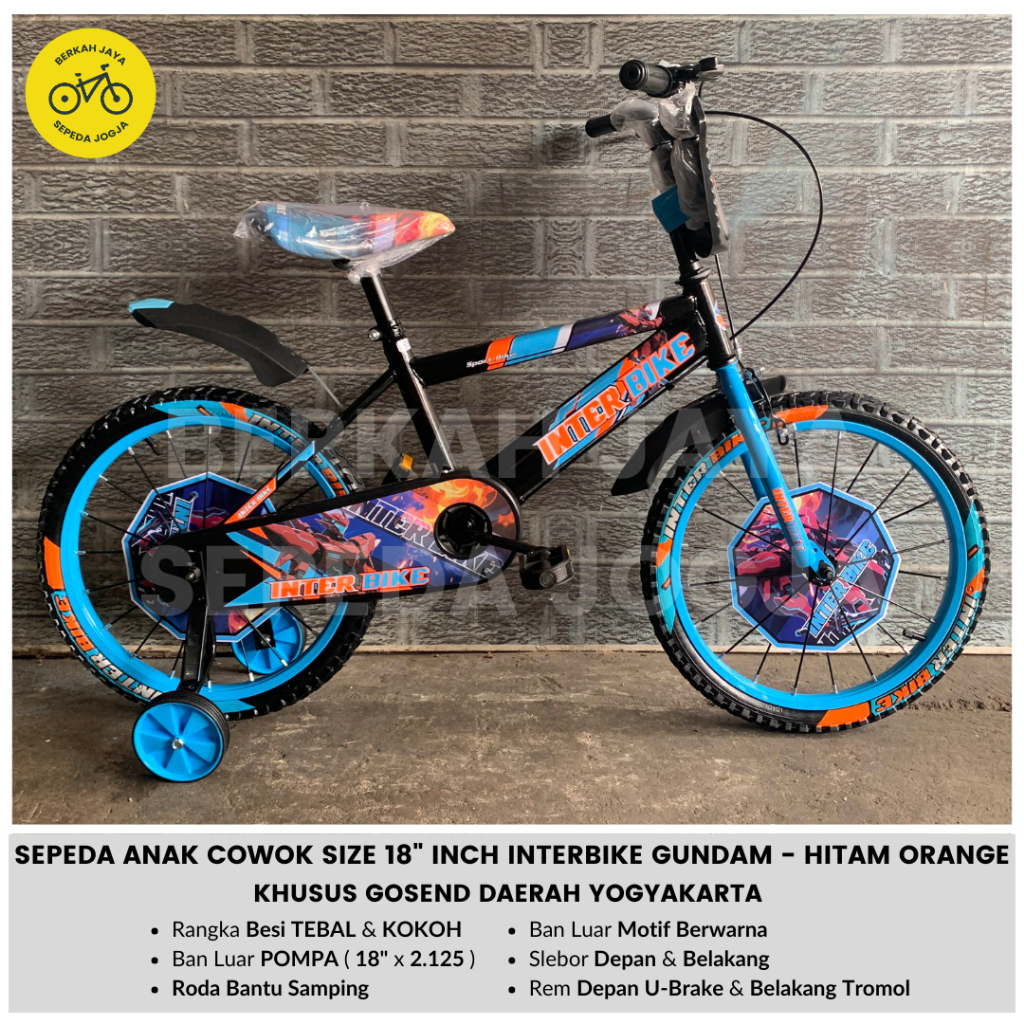 Sepeda Anak Laki Laki 18 inch BMX Interbike Inter Bike Robot Gundam Ban Pompa