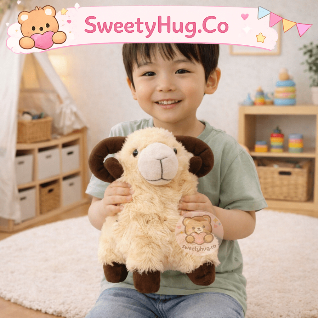 Boneka Domba Tanduk Lucu SNI/ Boneka Domba Bertanduk 30 cm/ Boneka Domba Kambing