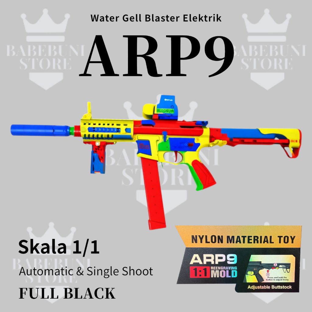 Mainan Anak Cowok Tembak Water Gell Blaster WGB ARP9 Weihui Elektrik Dual Mode Full Auto Baterai Cas