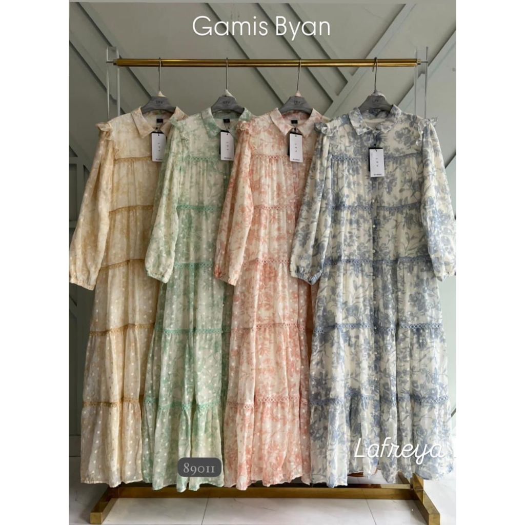 Orenji LFY Chesy Dress Bordir Kancing Seribu Gamis mewah Lebaran 2026