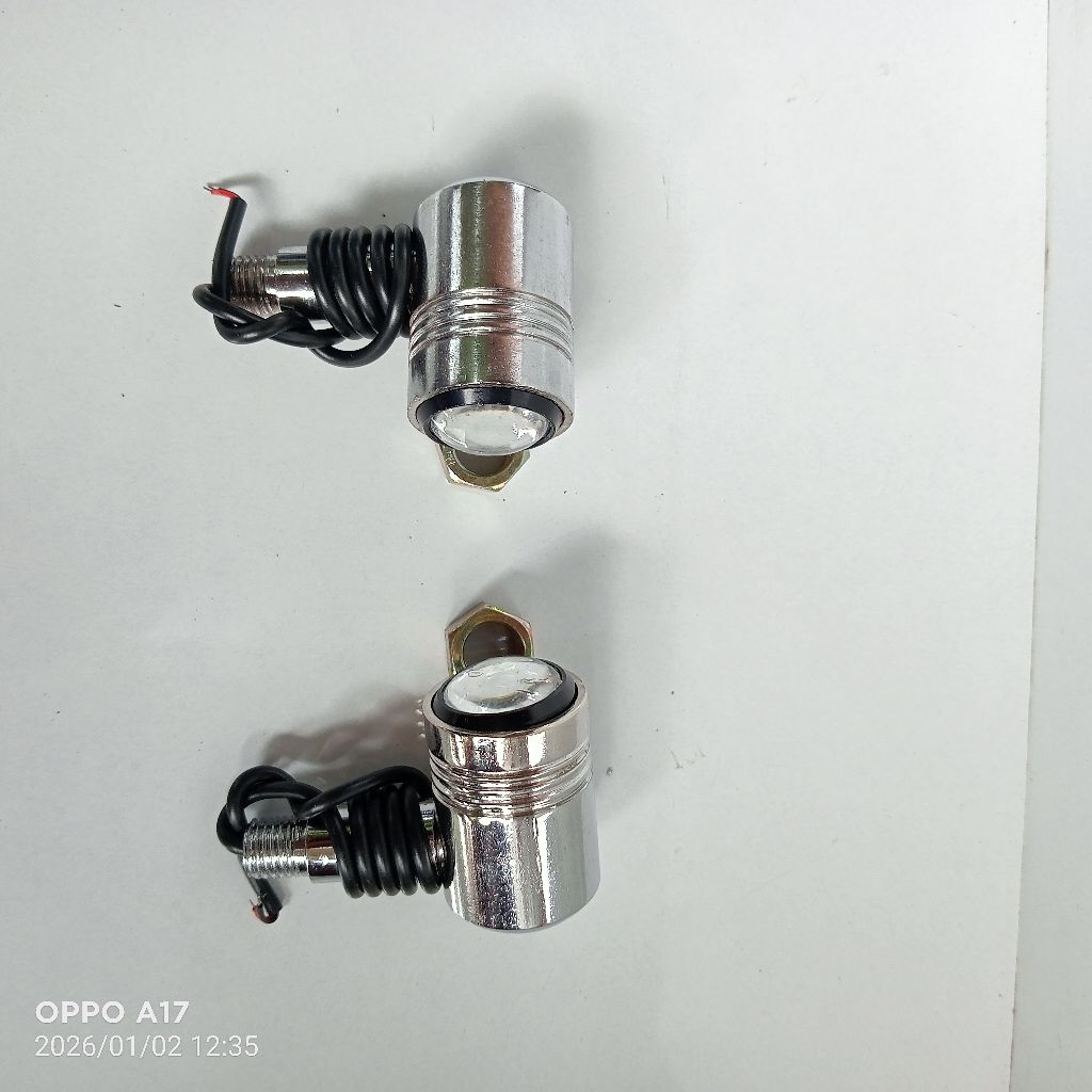 lampu sein LED motor cb klasik model peluru Crom nyala kuning