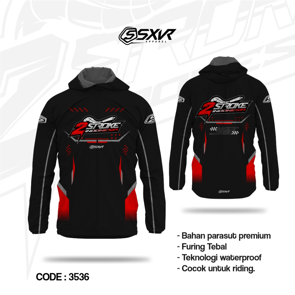 Jaket 2 Stroke racing premium jaket parasut waterproof 2 stroke jaket riding