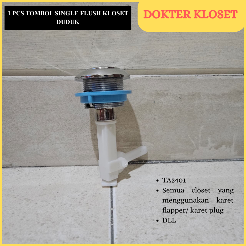 (1 pcs) Tombol Single Flush Kloset Duduk model engkol – Kompatibel dengan Universal & TOTO, Tombol P