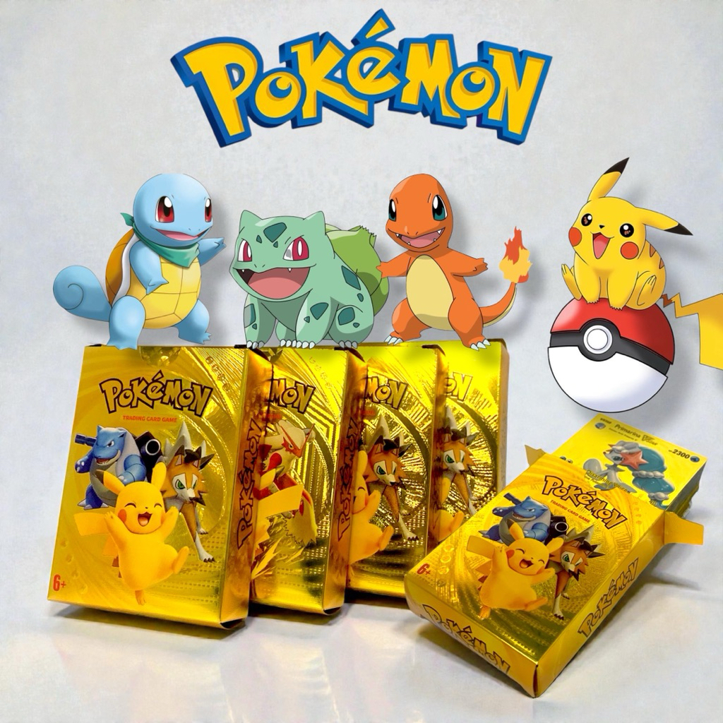 1 Box / 55 Pcs Kartu Pokemon Emas Bahasa Inggris || Trading Card Pokemon Charizard Gold 55 Pcs || Ka