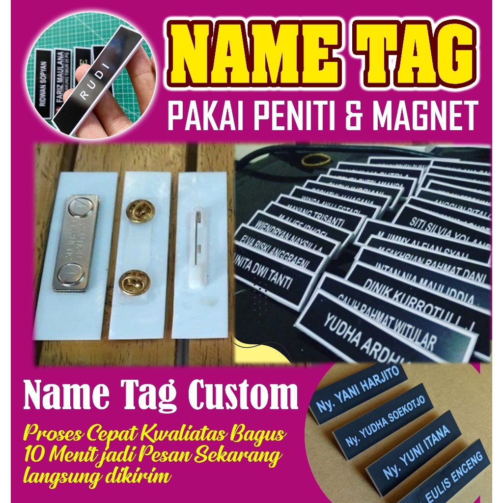 PAPAN NAMA AKRILIK MENGGUNAKAN PENITI / NAME TAG / PIN / PIN NAMA / PIN PNS / PIN ASN
