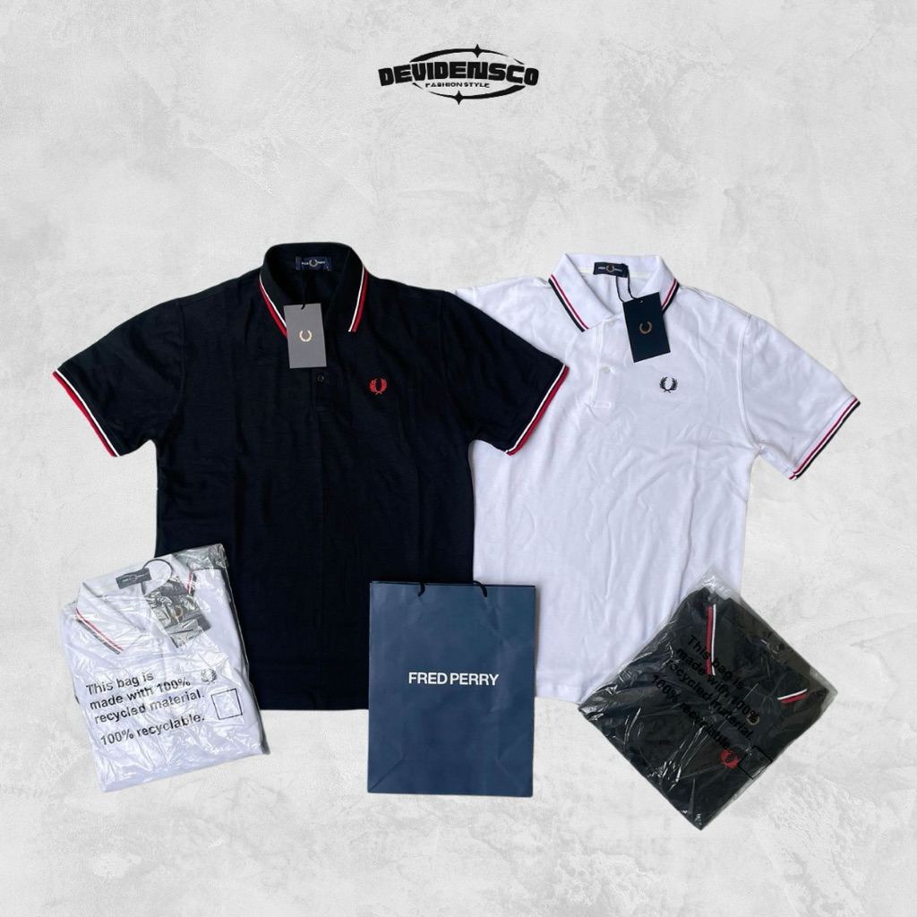 Kaos Polo Shirt Pria FP Motif 01 Hitam & Putih