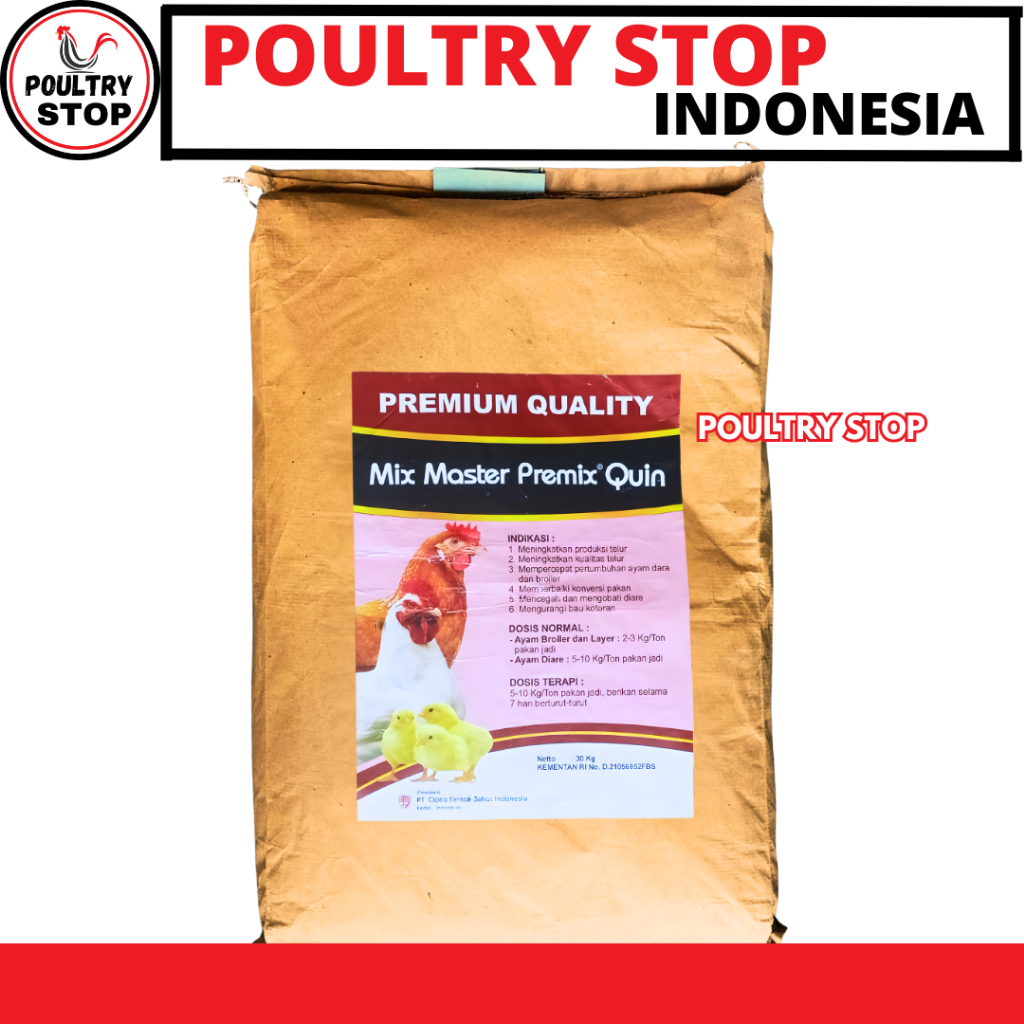 MIX MASTER PREMIX QUIN 30 KG - Olaquindox Agp Pemacu Pertumbuhan & Penambah Berat Badan Ayam & Babi