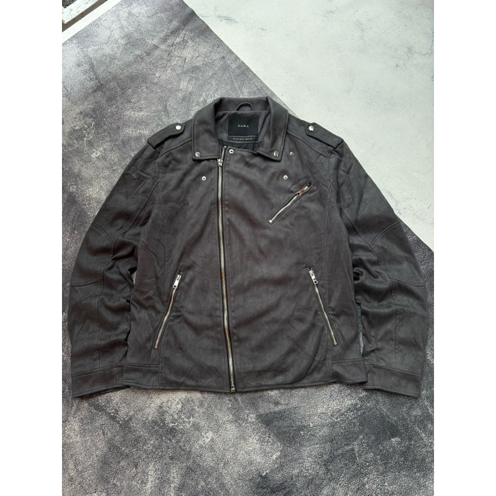 Zara Suede Ramones Jacket Grey Colour