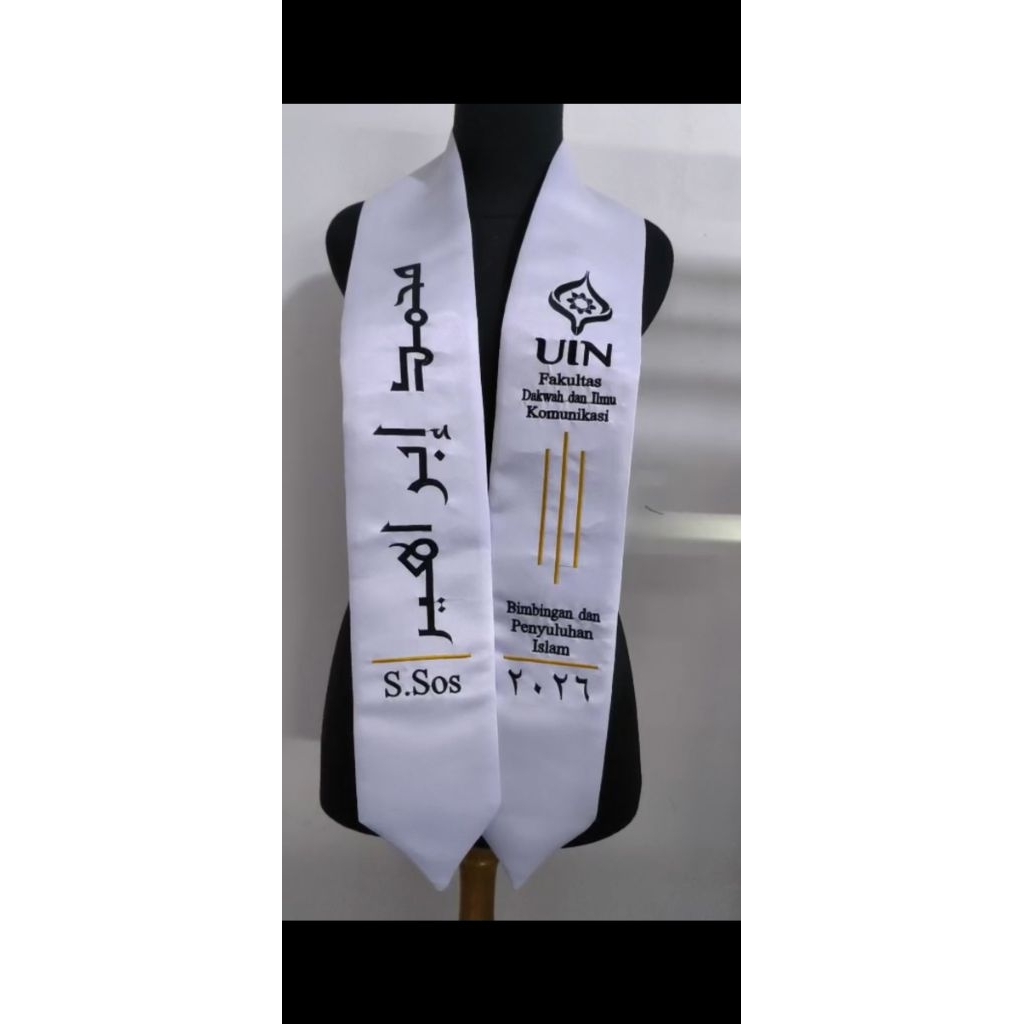 Selempang wisuda satin premium bordir custom