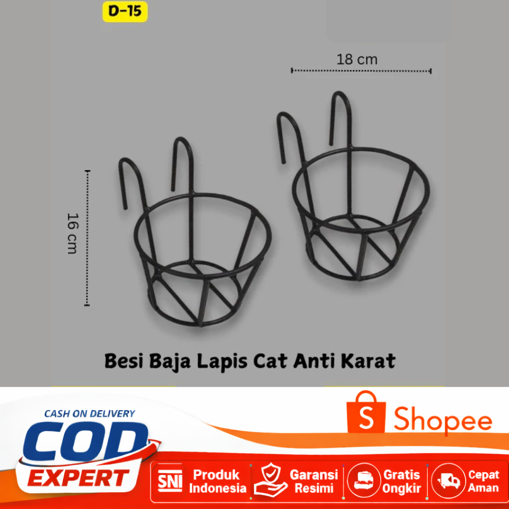 Rak Bunga Balkon Besi - Rak Pot Tanaman Gantung Minimalis untuk Dekorasi Rumah & Taman