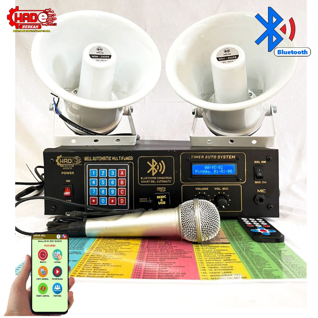 BEL SEKOLAH OTOMATIS SETING HP 2 SPEAKER LENGKAP