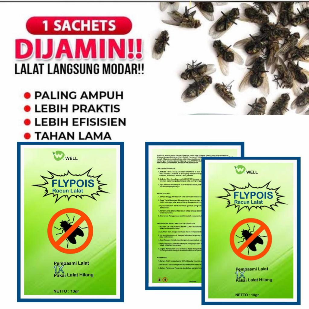 WELL Racun Lalat Ampuh Original Flypois Racun Lalat Sachets Bubuk Racun Kemasan Sachet Super Ampuh L
