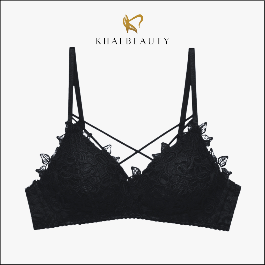 KHAEBEAUTY Bra BH Push Up Busa Tebal Tanpa Kawat Sexy Motif Bunga Tali Silang Sorex BR136