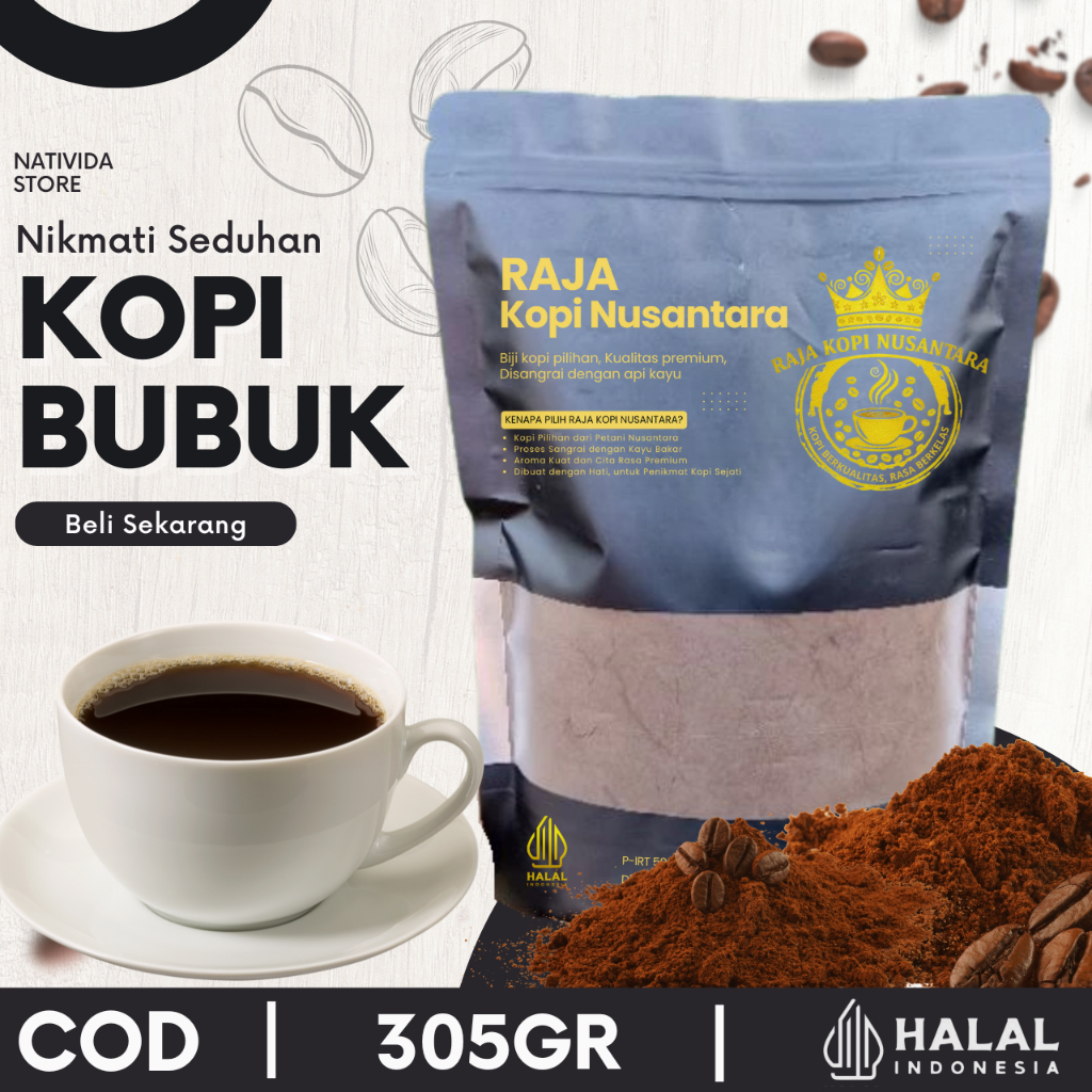 KOPI BUBUK HITAM MURAH / BUBUK KOPI HITAM HALAL / KOPI ROBUSTA NUSANTARA