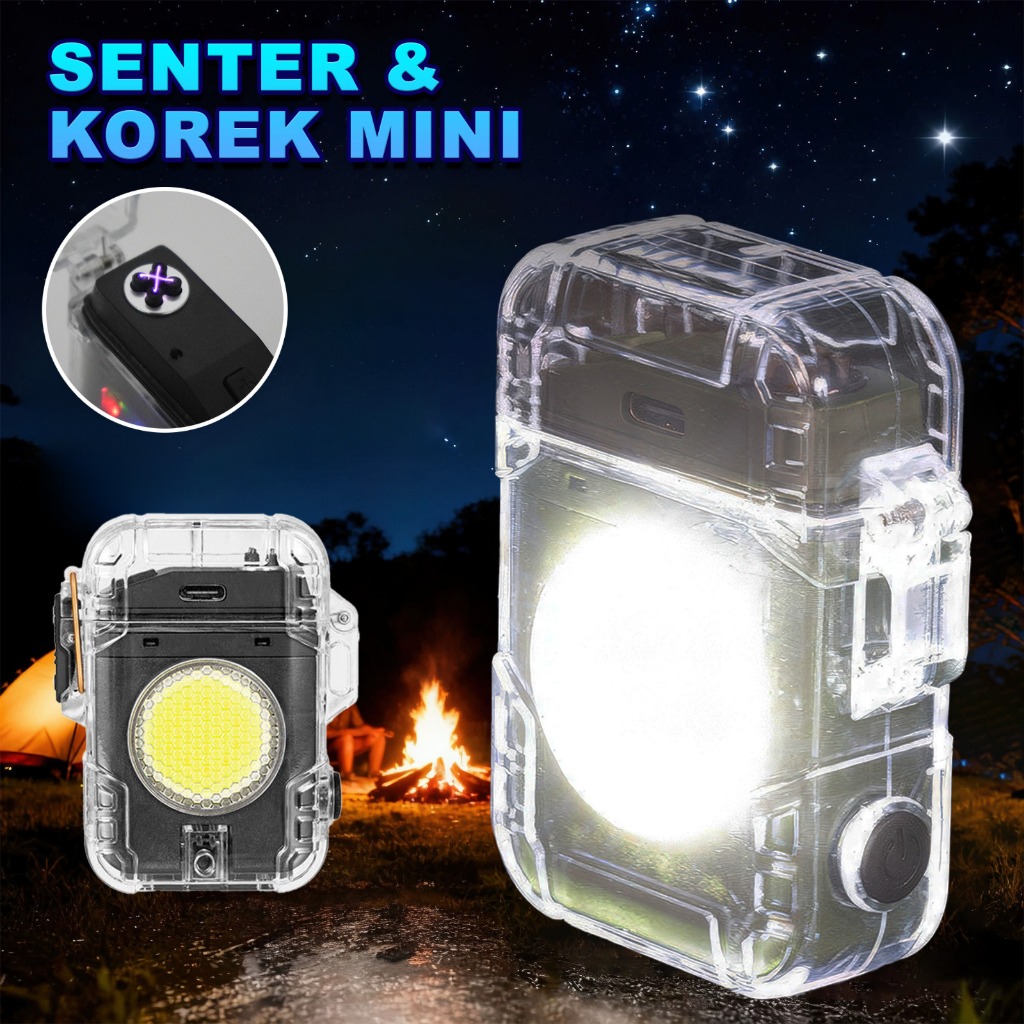 Senter Korek Api Mini Elektrik Korek Senter LED USB Senter Emergency Korek Elektrik Multifungsi D52-