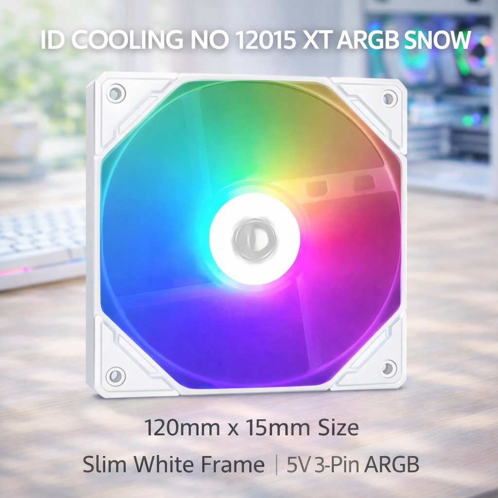 (NARA MEOW) ID COOLING NO 12015 XT ARGB SNOW 12CM PWM KIPAS CASING ID-COOLING FAN