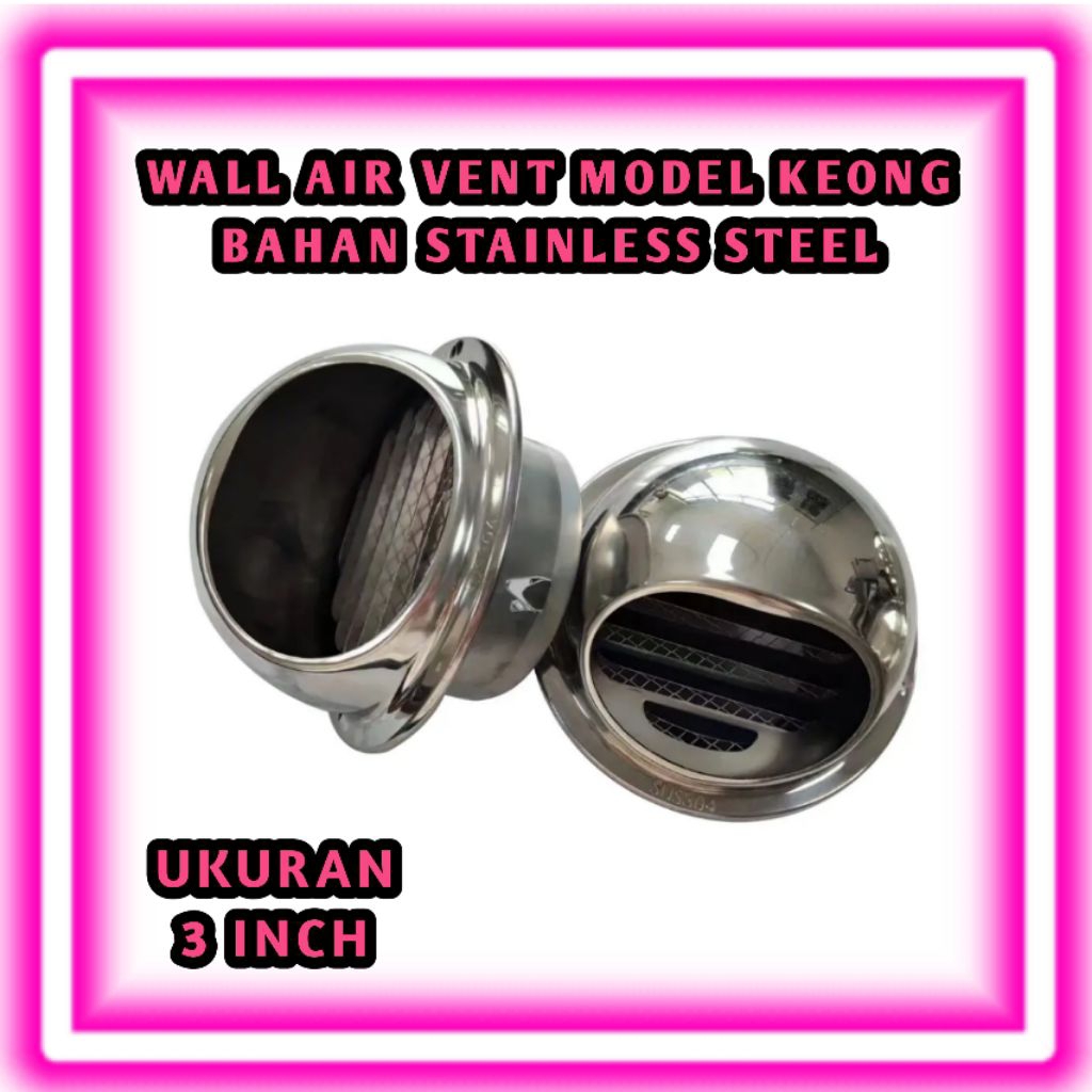 Gril Keong Bahan Stainless Stell Ukuran 3 Inch Penutup ventilasi udara bulat 304 Penutup dinding pen