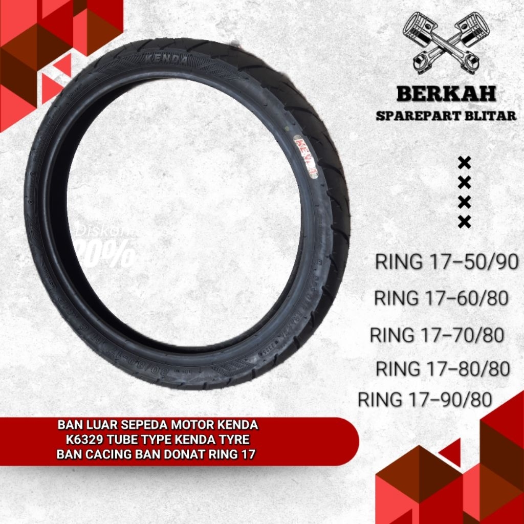 BAN LUAR SEPEDA MOTOR KENDA K6329 TUBE TYPE KENDA TYRE BAN CACING BAN DONAT RING 17 BAN MURAH
