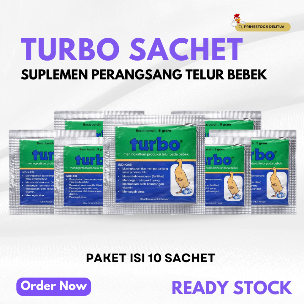 Turbo Sachet 5gr: Suplemen Perangsang Telur untuk Produksi dan Kesuburan Bebek