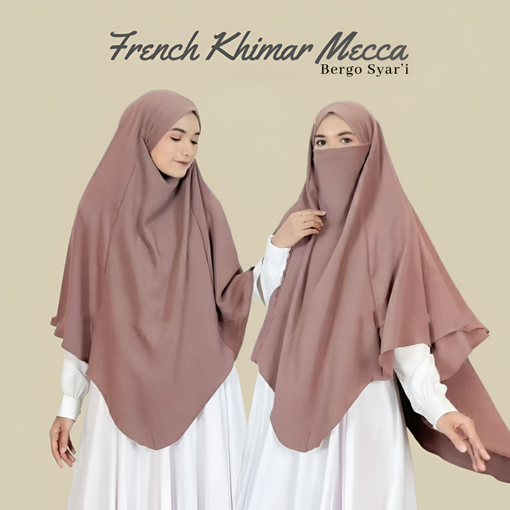 French Khimar Crinkle XL /Khimar Instan Niqab Cadar - Hijab Bergo + Niqab Cadar