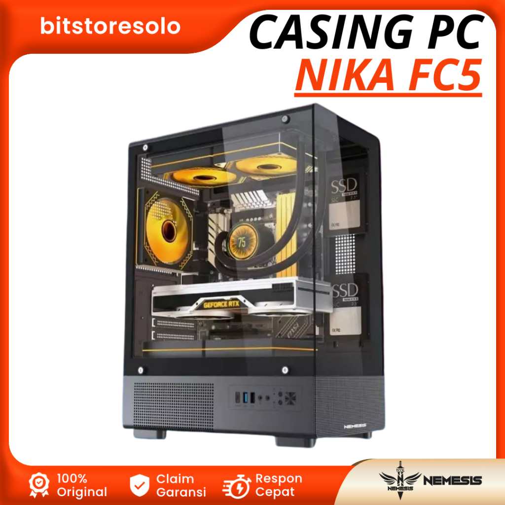 CASING PC CASE PC GAMING NYK Nemesis NIKA FC5 ATX Tempered Glass Gaming PC Case