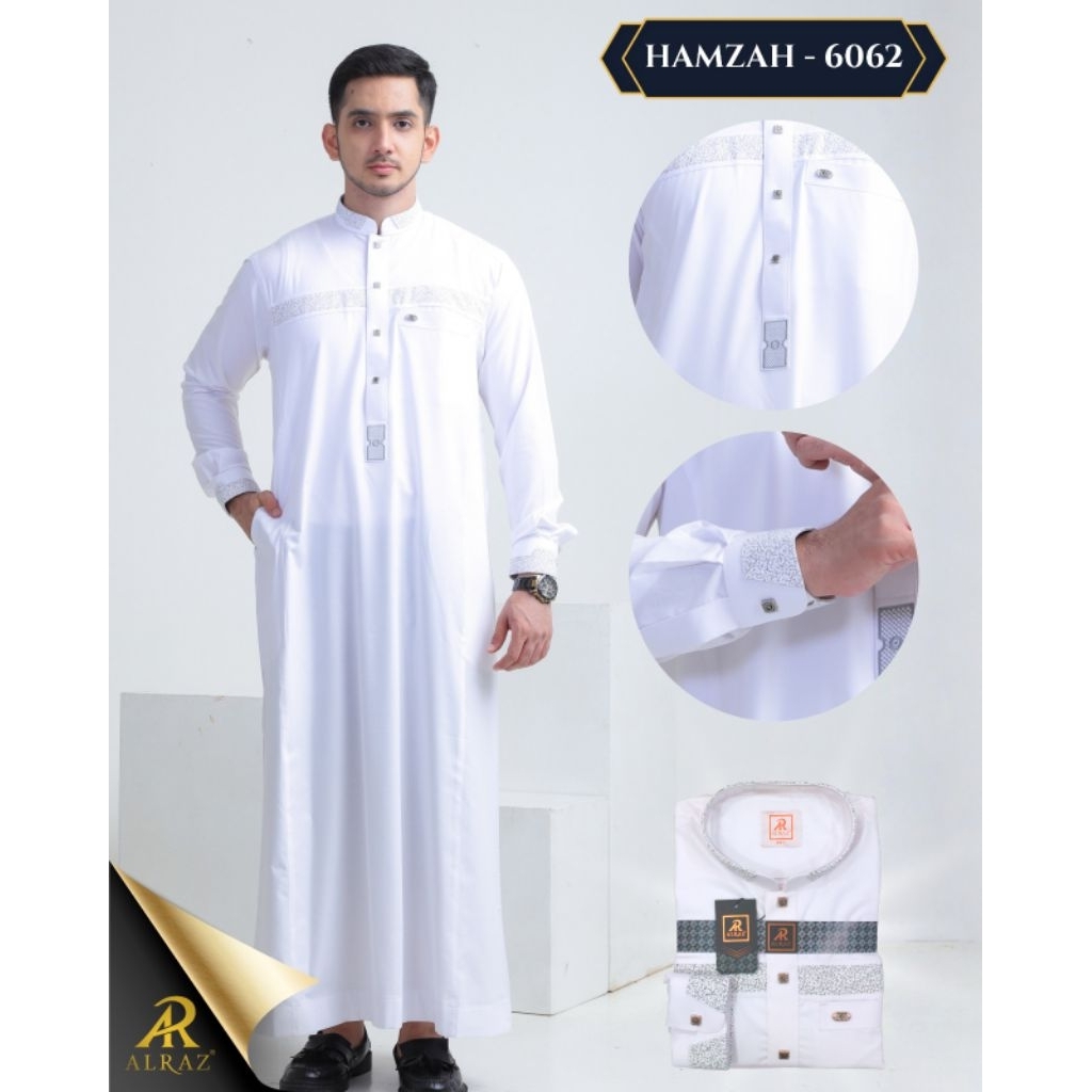 ALRAZ Thobe Bordir Lengan Panjang Hamzah 6062