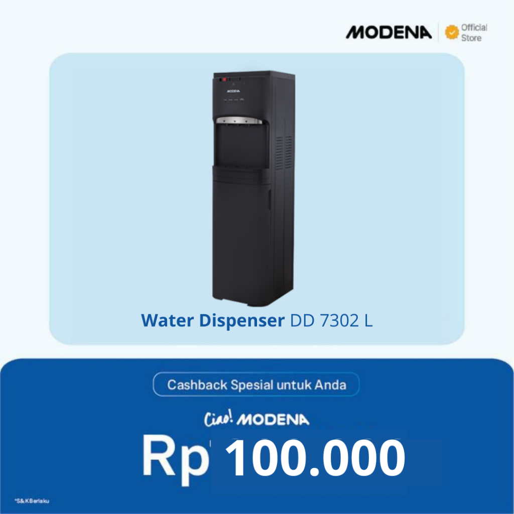 Modena DD 7302 L dispenser galon bawah low watt warna hitam