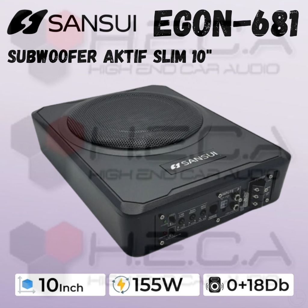 Sansui EGON-681 Subwoofer Kolong 10" inch Aktif Sub Bass Underseat Active