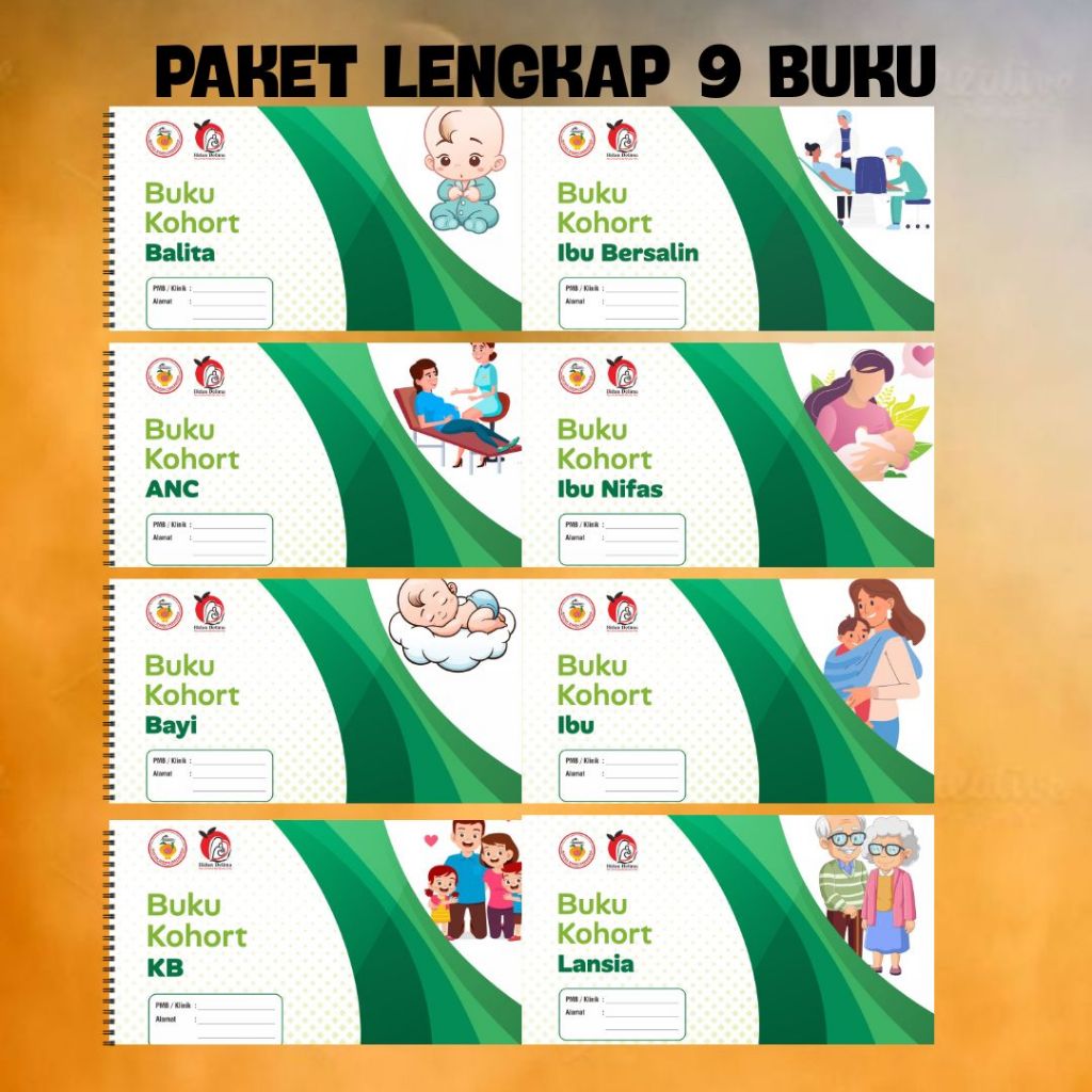 Paket Buku Register Kohort Kesehatan Poskesdes & Puskesmas untuk Bidan & Klinik (9 Buku Lengkap)