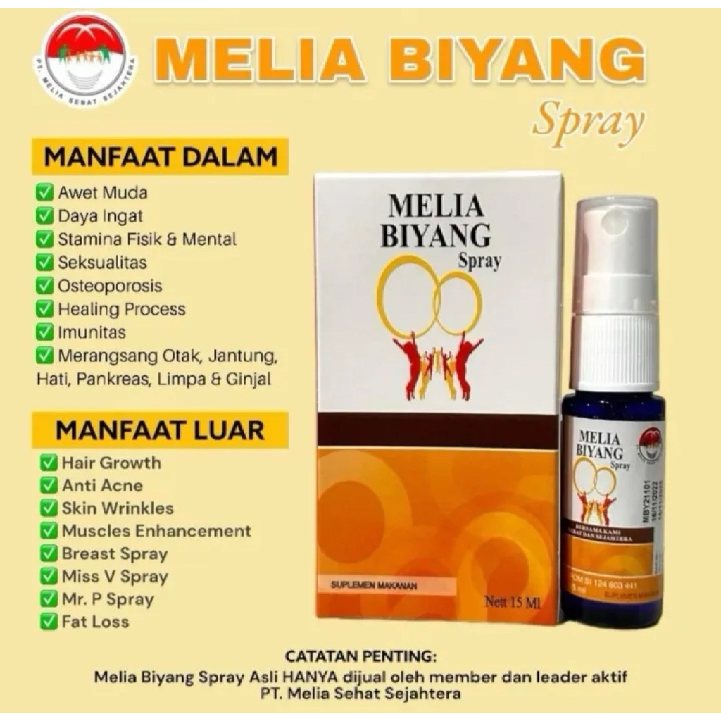 Melia Biyang Asli | Melia Biyang Spray | 15ML | 100% Original PT. Melia sehat Sejahtera