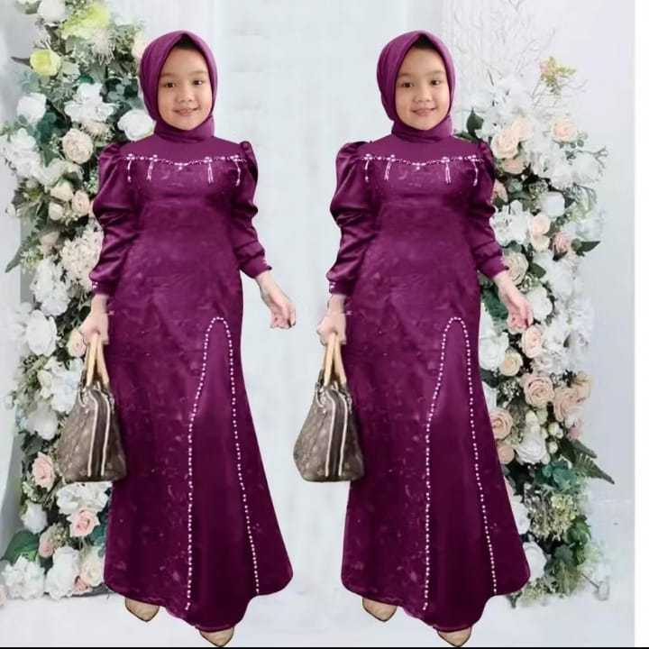 Gamis anak perempuan muslim terbaru model kekinian fashion gaun kid pesta Agatha kid anak AGK