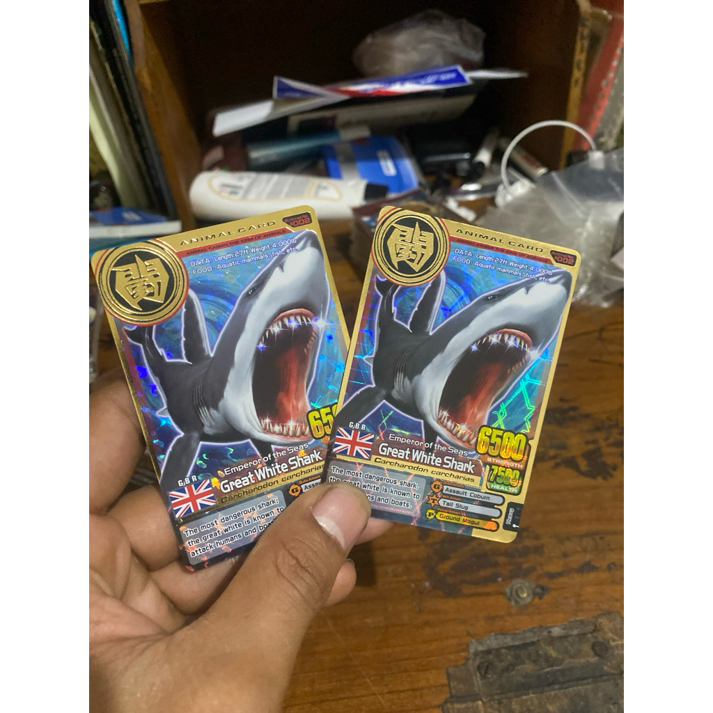 Kartu Animal Kaiser, GREAT WHITE SHARK, Animal Card 002, Ver.3 & Ver.4, Ori Namco