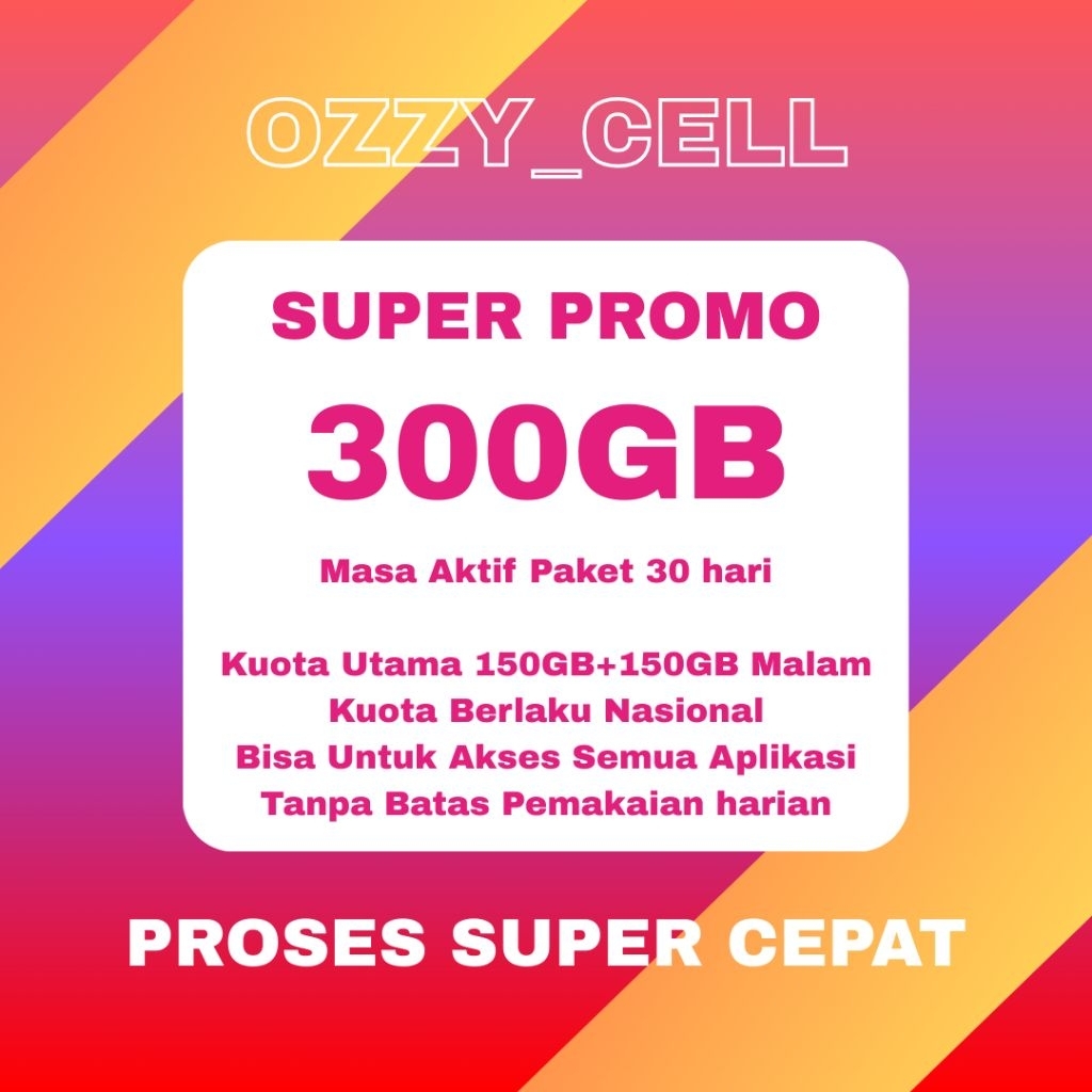 PROMO TERMURAH Paket Data TRI Happy 300GB 30hari Voucher Kuota 3 Three Isi Ulang Inject