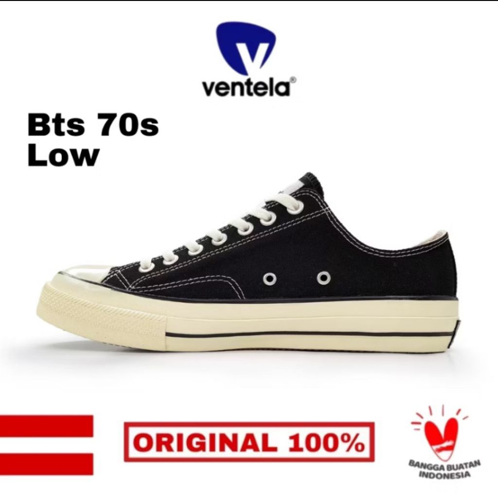 PRELOVED Sepatu Ventela BTS 70S Low Black Natural ORI 100%
