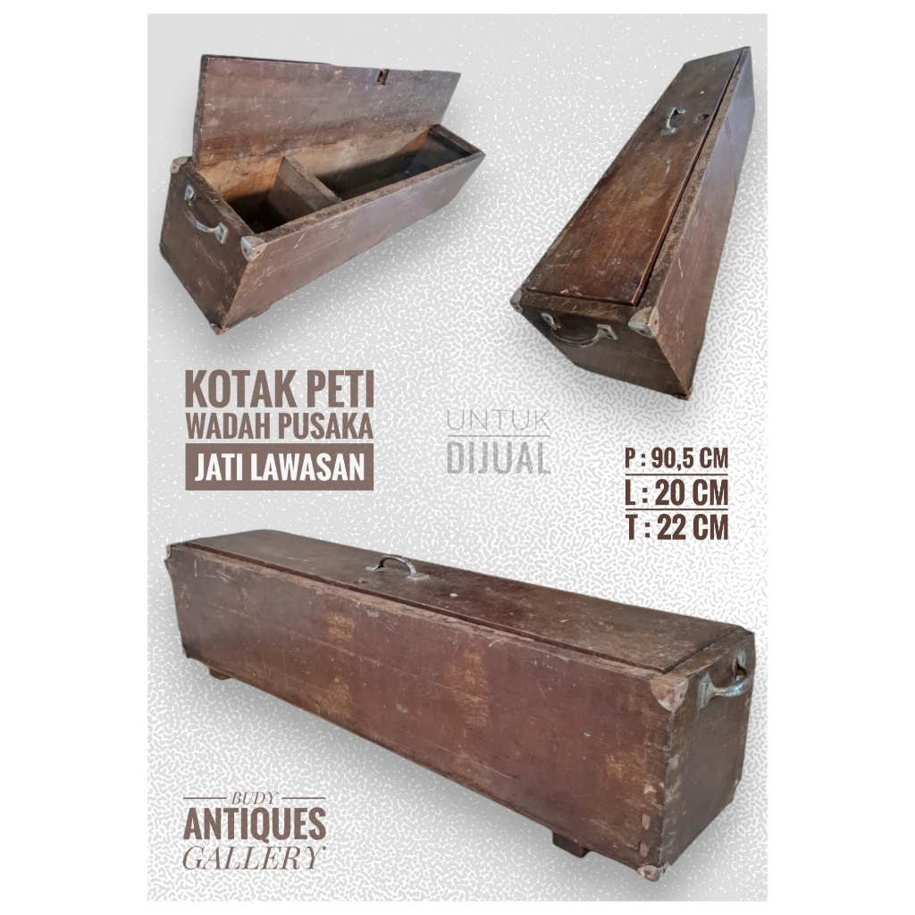 Peti Kotak Kuno Wadah Pusaka Bahan Kayu Jati