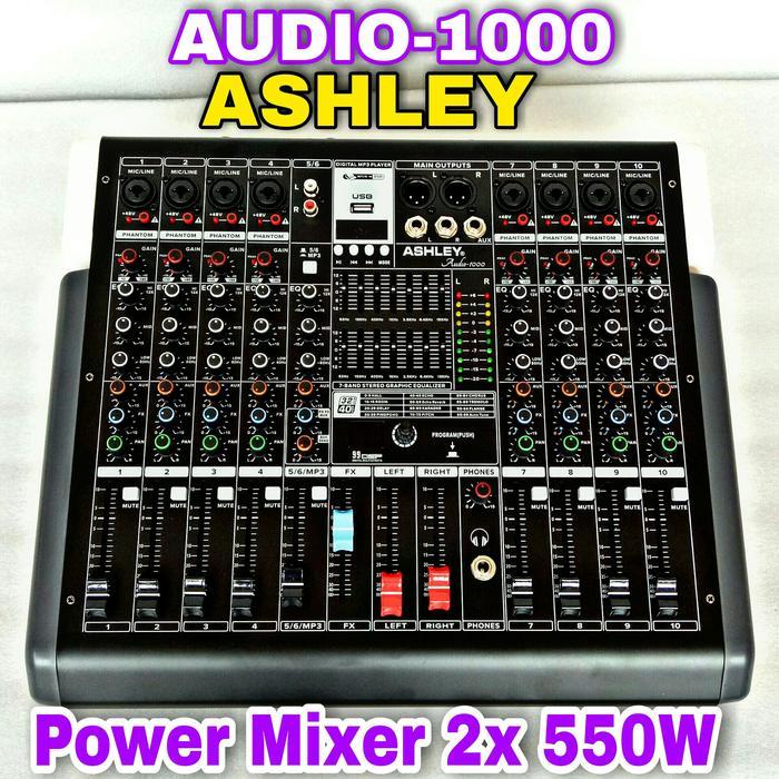 POWER MIXER ASHLEY AUDIO 1000 AUDIO1000 ORIGINAL 550 WATT 10 CH DOUBLE EQUALIZER