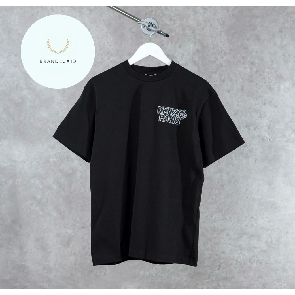 Kenzo Paris Rue Vivienne Floral Embroidered White Tshirt in Black (unisex)