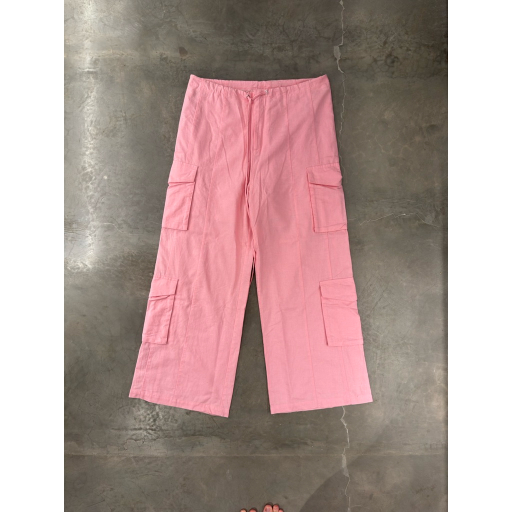 CALLIE COTTON Pink Cargo Pants L