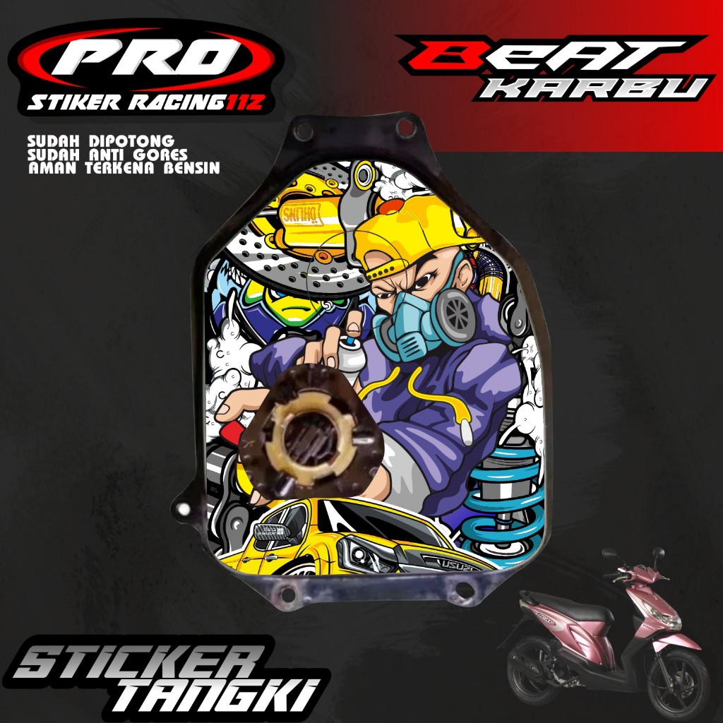 STIKER TANGKI BEAT KARBU STIKER TANGKI BENSIN MOTOR BEAT KARBU WATERPROF