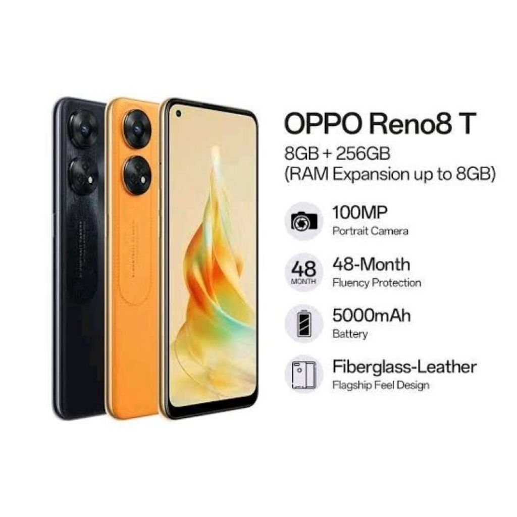HP OPPO RENO 8T 8/256 GB - RENO 8 T 4G RAM 8GB ROM 256GB GARANSI RESMI