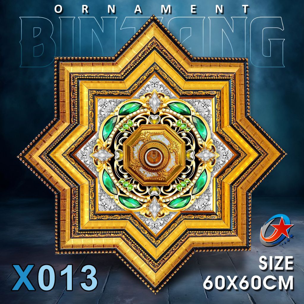 Ornamen lampu plafon PVC exclusive dobel pigura ukuran 60x60cm