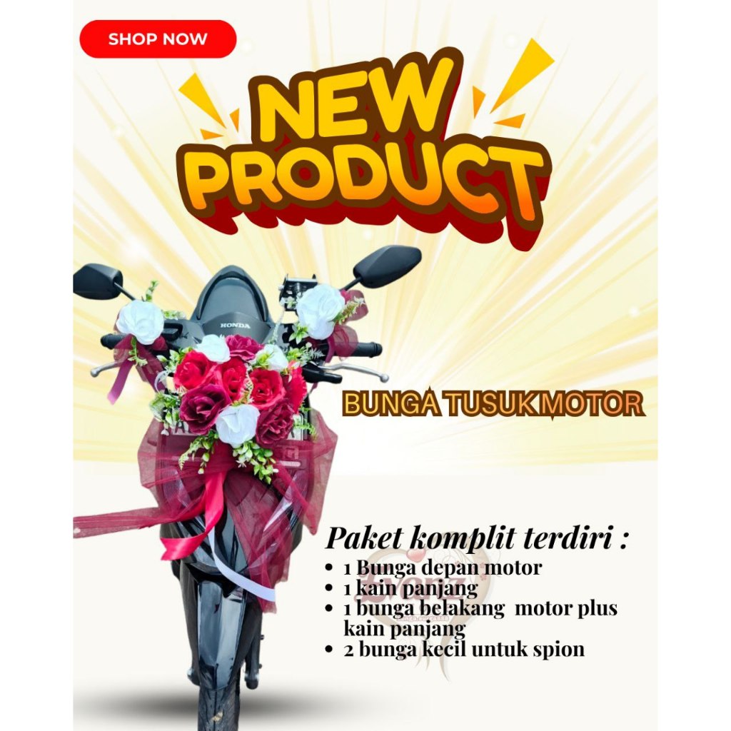 BUNGA TUSUK MOTOR/HADIAH MOTOR/BUNGA MOBIL/BUNGA SIMBOLIS PENYERAHAN/SIMBOLIS HADIAH