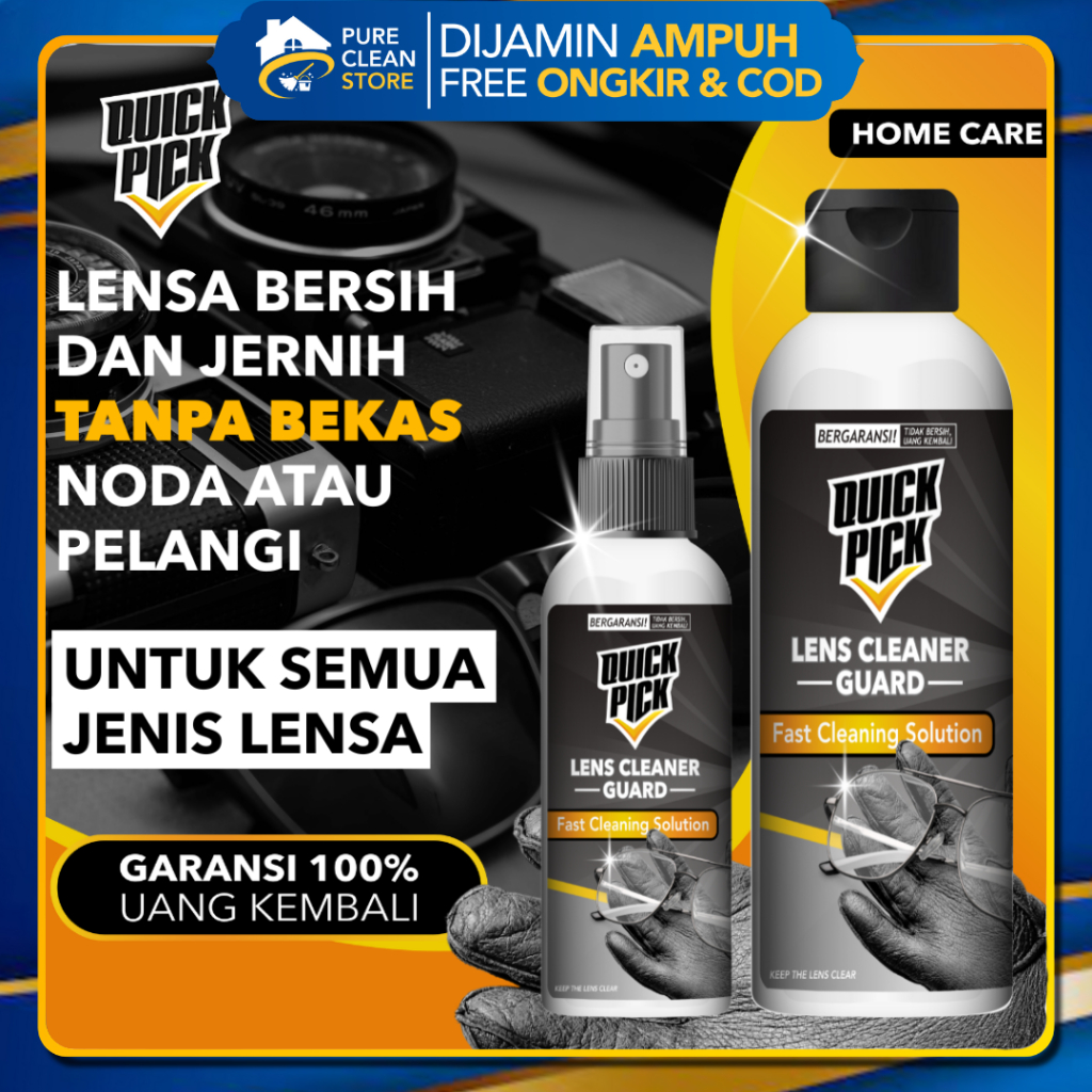 LENS CLEANER SPRAY QUICKPICK (GRATIS MICROFIBER) Cairan Pembersih Lensa Kacamata Kamera Jernih Tanpa