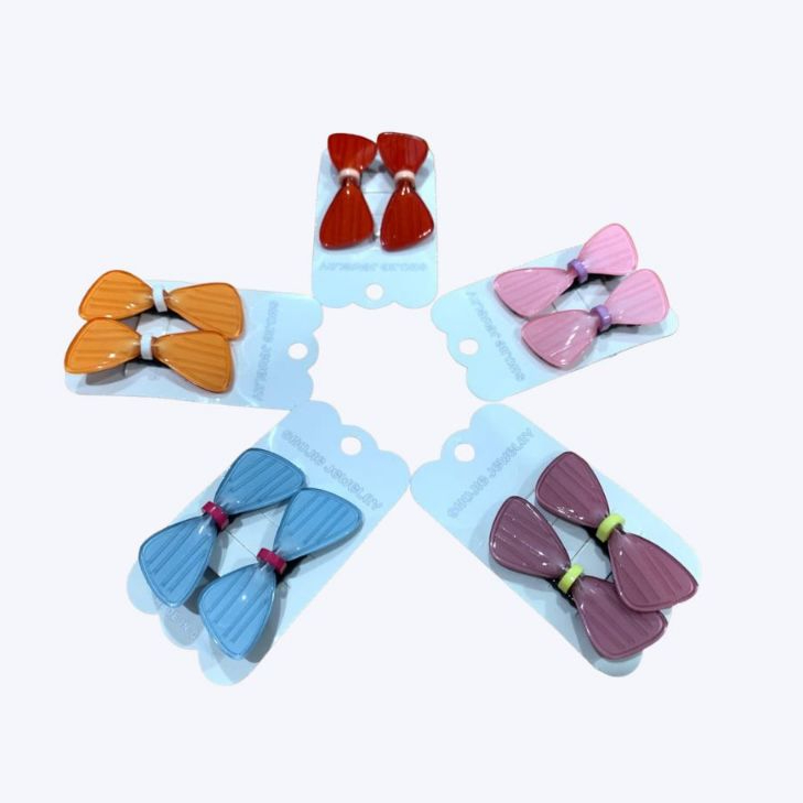 jepit rambut / jepitan rambut anak motif pita warna warni set 2