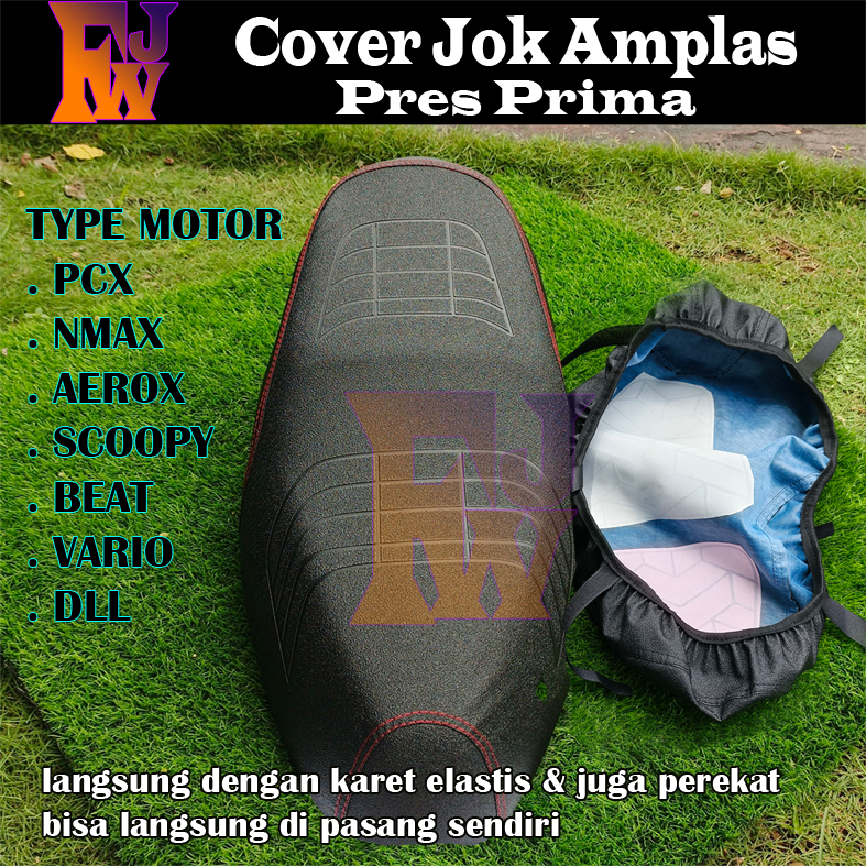 Cover jok motor motif Pres PRIMA- karet elastis dan perekat