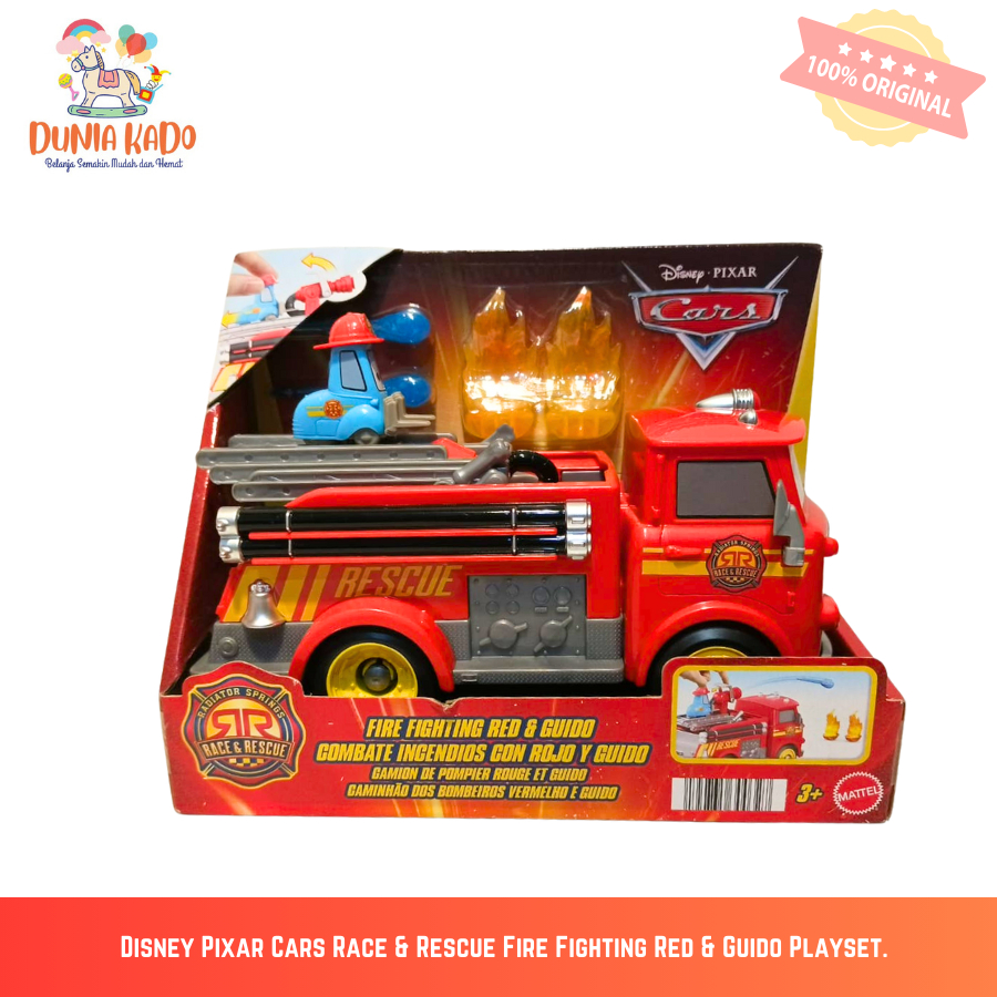 Disney Pixar Cars Race & Rescue Fire Fighting Red & Guido Playset