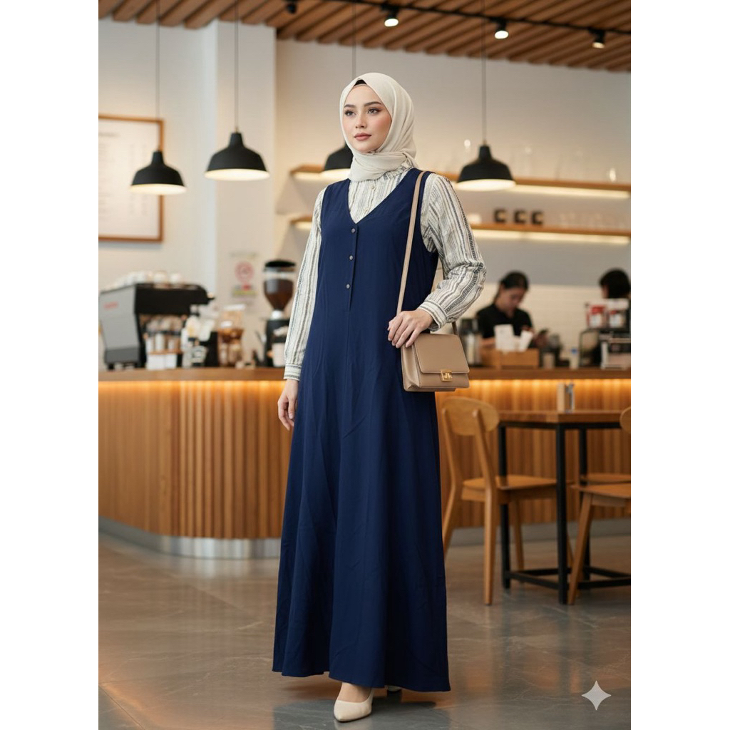 YN - Gamis Kombinasi YarnDyed  | Dress Kombi by dns