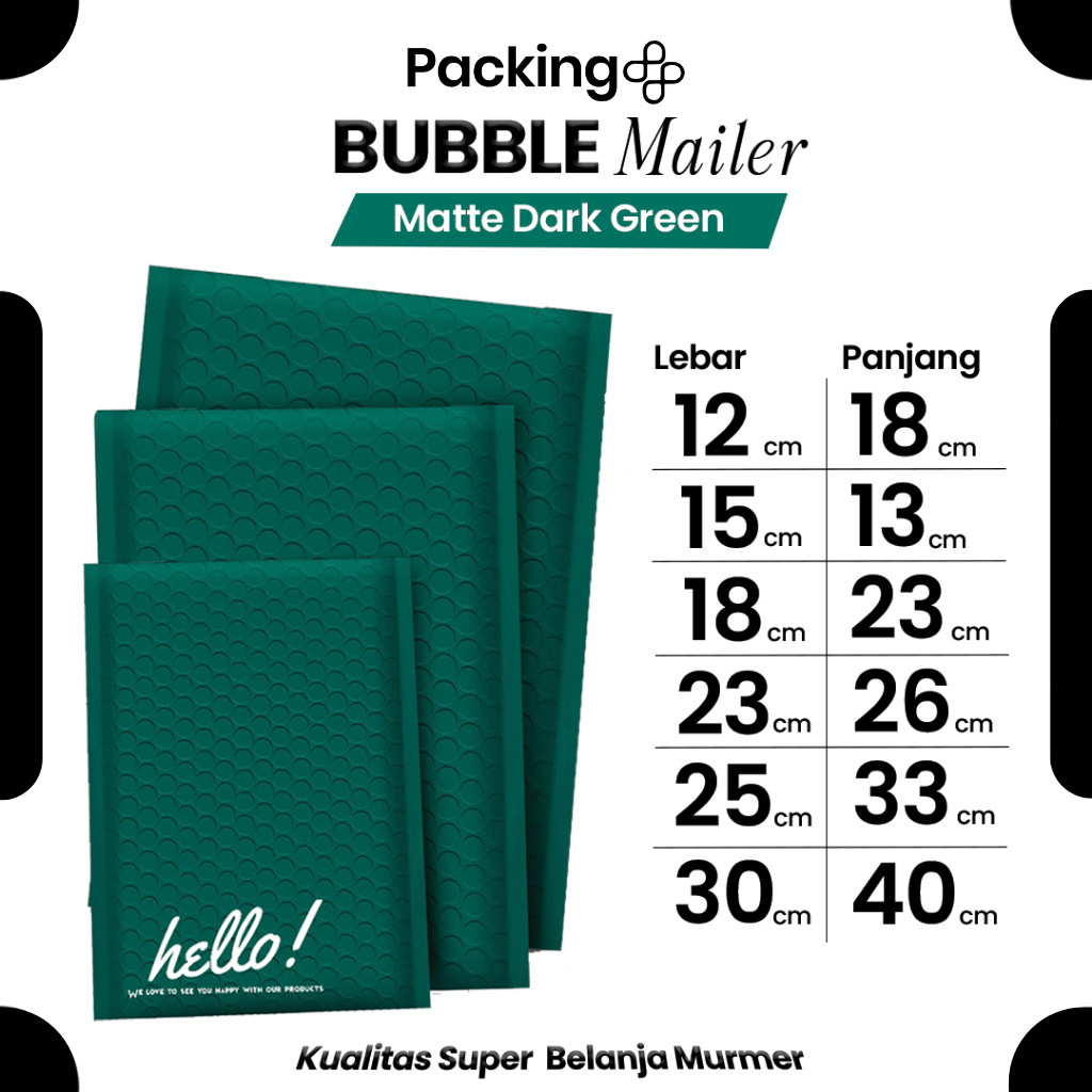 Amplop Bubble Mailer Polos Varian Dark Green Hijau Harga Ecer Amplop Packing Hello Series Rusfet