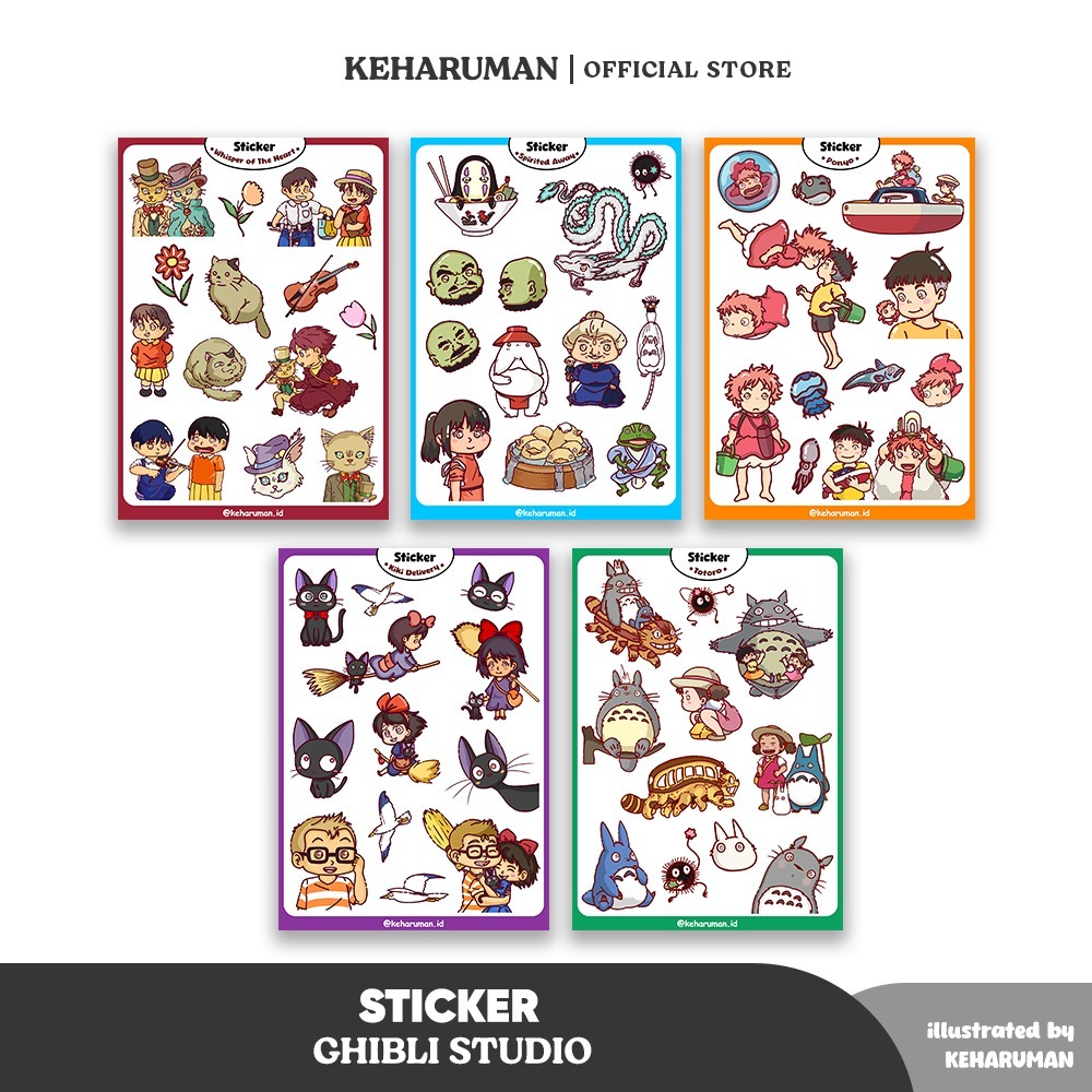 Sticker Ghibli Studio Totoro Ponyo Kiki Delivery Spirited Away